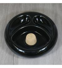Ceramic Shiny Black Two Rests Pipe Ashtray & Cork Knocker