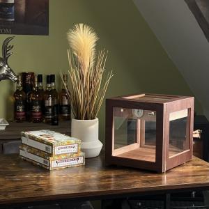 SLIGHT SECONDS - Adorini Cube Deluxe Walnut Cigar Humidor - 100 Cigar Capacity (AD069)