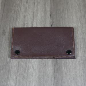 Brown Leather Wallet Style Tobacco Pouch with Zip & Cigarette Paper Holder