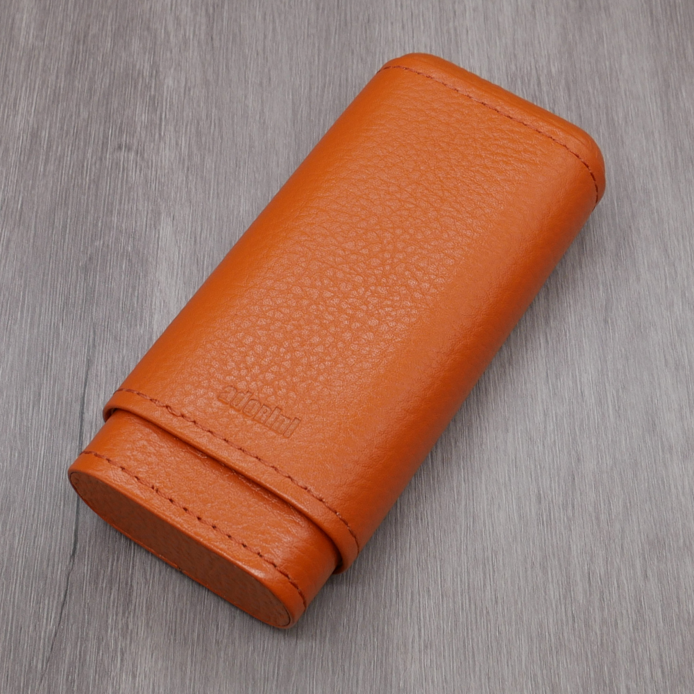 adorini Cigar Case Real Leather 2-3 Cigars Crocus Orange