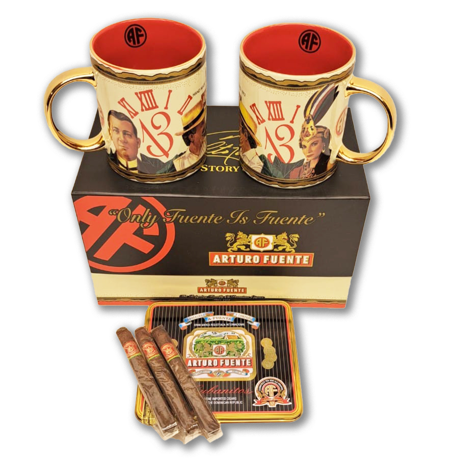 Arturo Fuente 2 Coffee Mug Set and Cubanitos Sampler