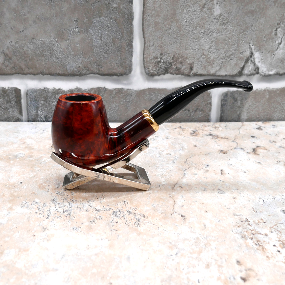 Aldo Morelli Fiorita Cherry 495 Smooth 9mm Filter Bent Fishtail Pipe (AMF134)