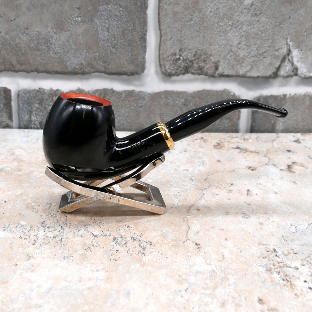 Aldo Morelli Fiorita Black 511 Smooth 9mm Filter Bent Fishtail Pipe (AMF135)