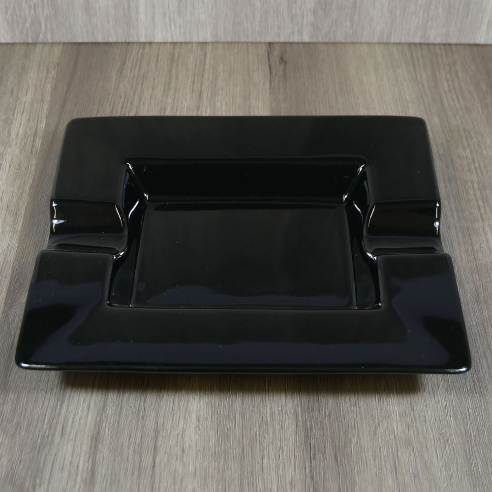 Angelo Ceramic Rectangle 2 Position Ashtray - Black