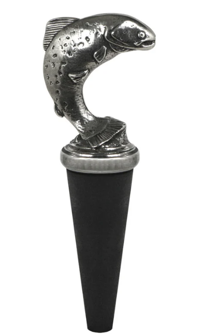 Leaping Trout English Pewter Wine Bottle Stopper