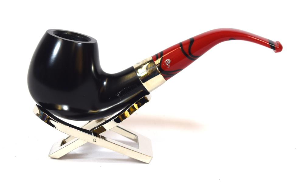 Peterson Dracula 68 Smooth Ebony Nickel Mounted Bent Fishtail Pipe (PE1096)