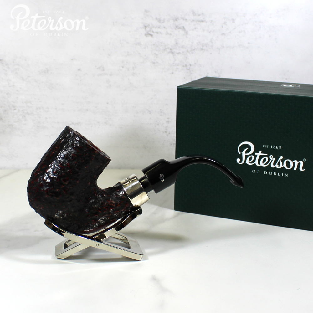 Peterson Pub Rustic Silver Mounted Bent P Lip Pipe (PE1739)