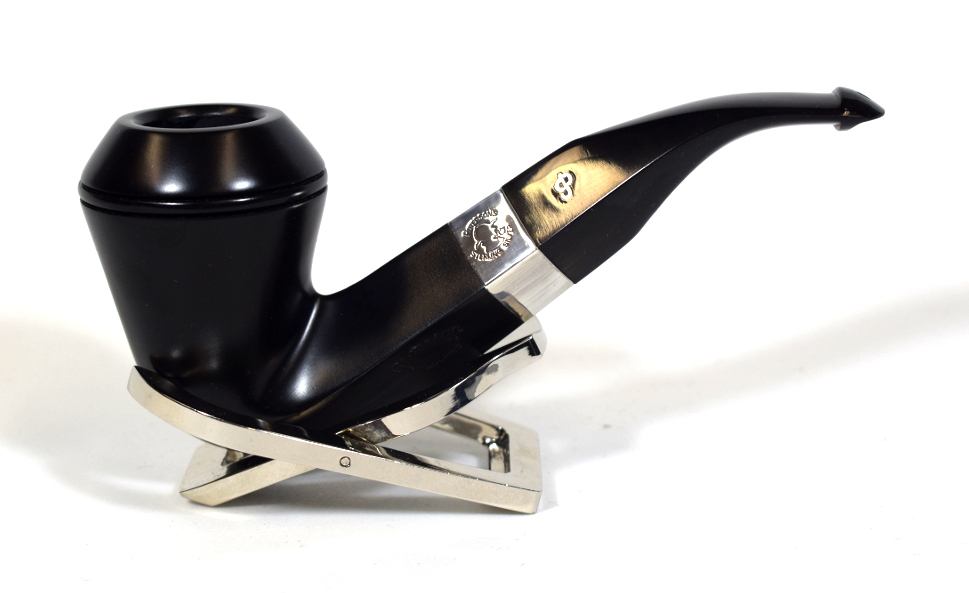 Peterson Sherlock Holmes Hansom Ebony Silver Mounted P Lip Pipe (PE213)