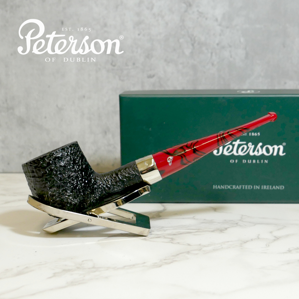 Peterson Dracula 606 Sandblasted Ebony Nickel Mounted Fishtail Pipe (PE2163)