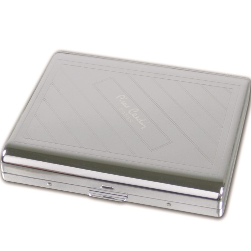 SLIGHT SECONDS Pierre Cardin Large Cigarette Case - Chrome Diagonal Line