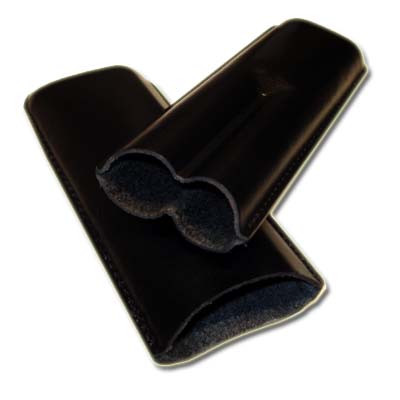 GBD Plain Leather Cigar Case - Two Churchill - Black