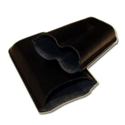 GBD Plain Leather Cigar Case - Two Petit Corona - Black