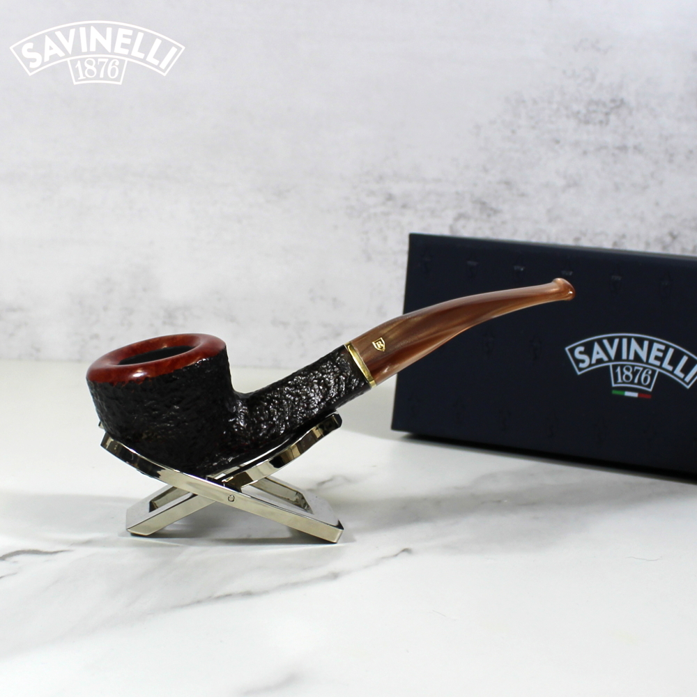 Savinelli Roma Lucite 305 Rustic Half Bent 6mm Filter Fishtail Pipe (SAV1041)