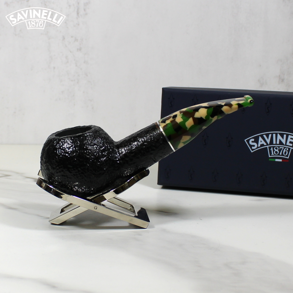 Savinelli Camouflage Rustic 320 Black 6mm Fishtail Pipe (SAV1057)