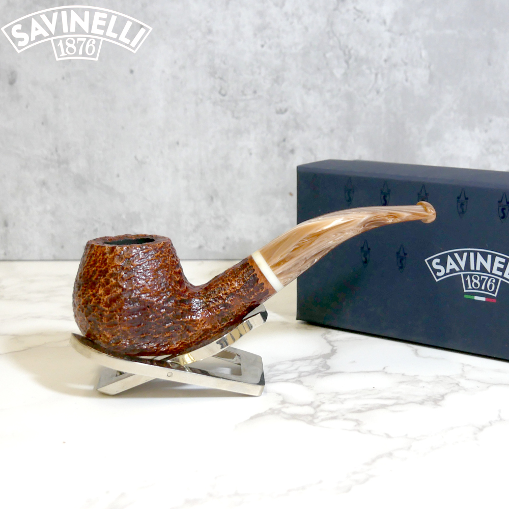 Savinelli Dolomiti 645 Rustic Light Brown 9mm Filter Fishtail Pipe (SAV1355)