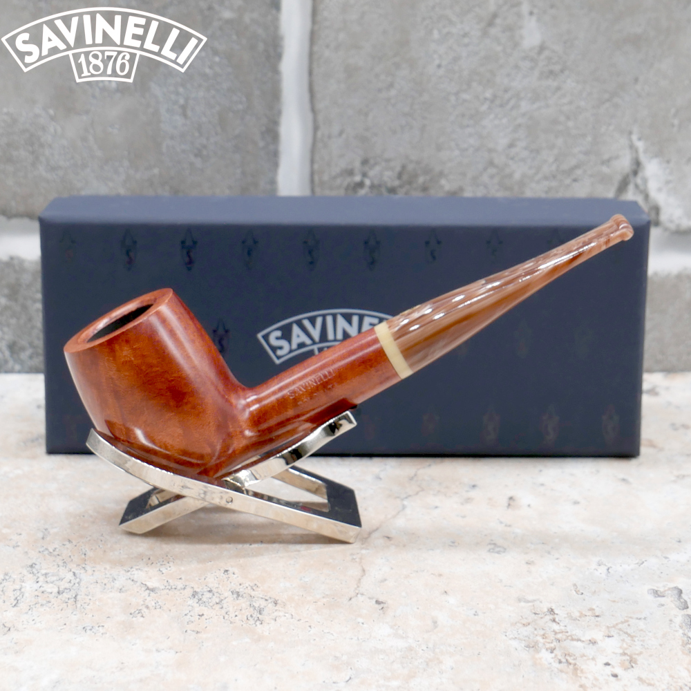 Savinelli Dolomiti 128 Smooth Light Brown Fishtail 9mm Pipe (SAV1587)