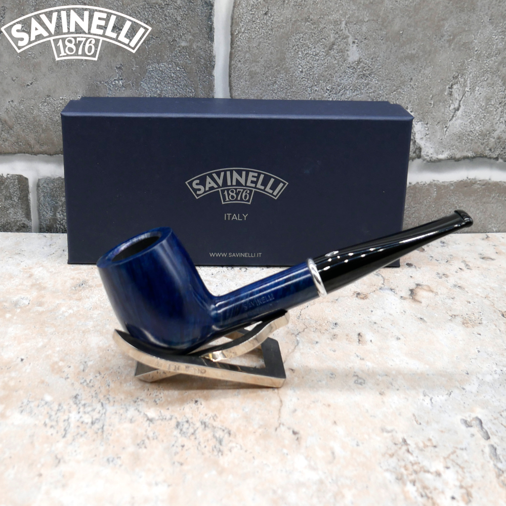 Savinelli Arcobaleno Blue 111 Smooth Straight 9mm Filter Fishtail Pipe (SAV1726)