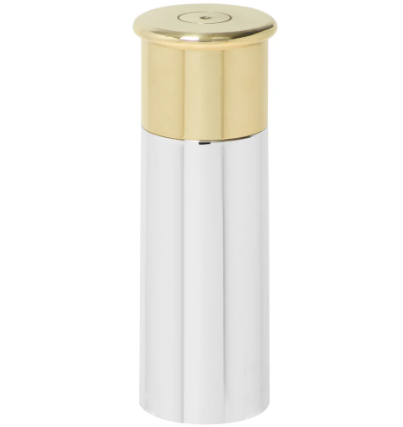 6oz English Pewter Shotgun Cartridge Hip Flask with Brass Lid