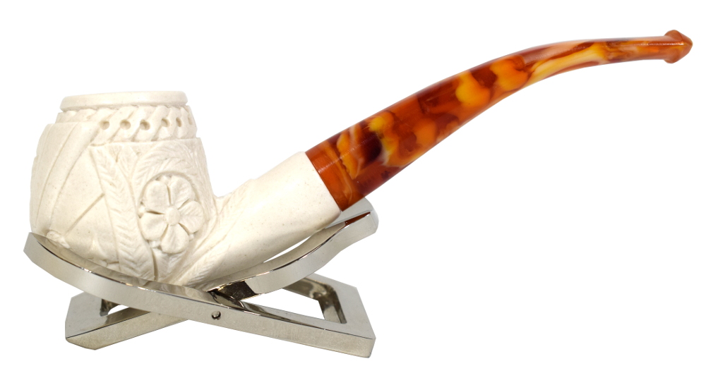 Meerschaum Standard Embossed Dragon Bent Fishtail Pipe (MEER82)