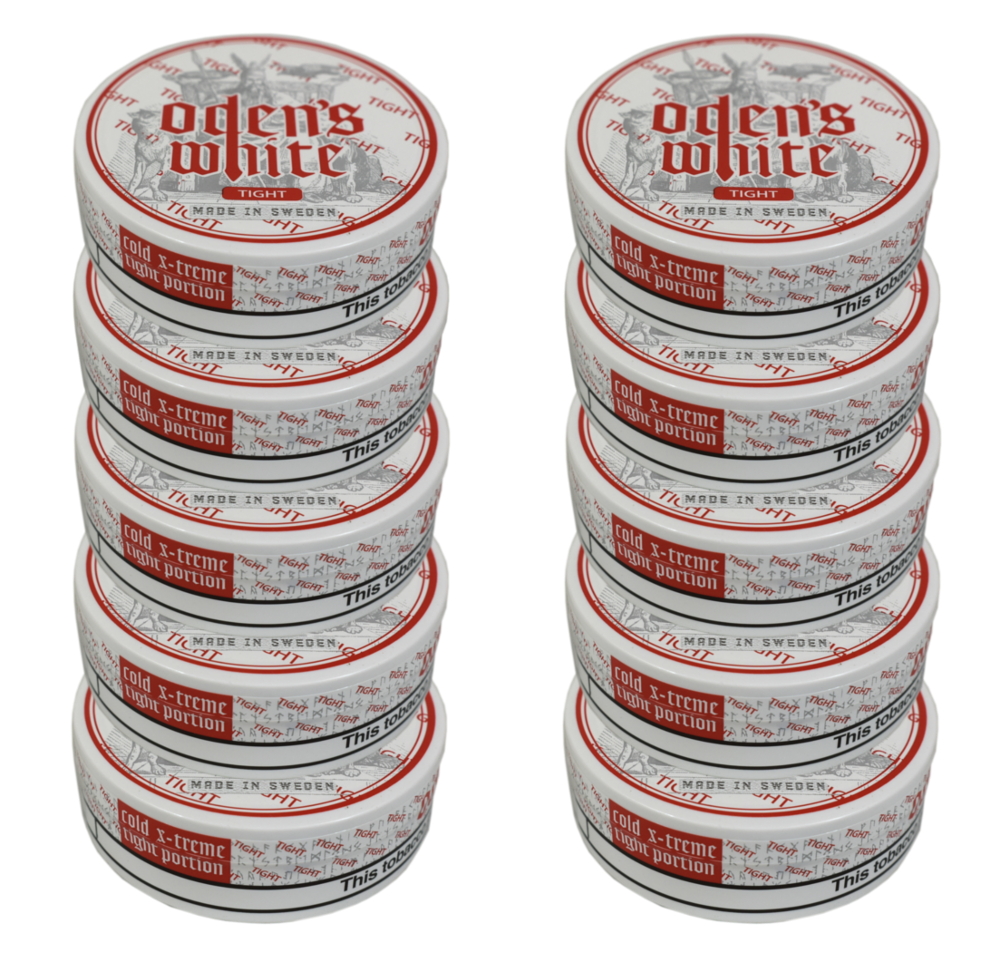 Odens Cold Extreme White Tight Portion Chewing Tobacco Bag - 10 Tins