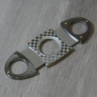 Oval Cigar Cutter - Black & White Check