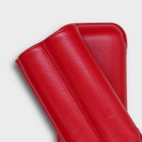 Recife Chesterfield Culture Poppy Red Leather Cigar Case - 2 Cigar Capacity
