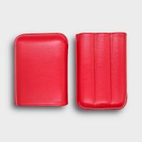 Recife Chesterfield Culture Poppy Red Leather Cigar Case - 3 Cigar Capacity