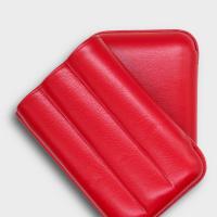 Recife Chesterfield Culture Poppy Red Leather Cigar Case - 3 Cigar Capacity