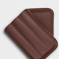 Recife Chesterfield Culture Hot Chocolate Leather Cigar Case - 3 Cigar Capacity