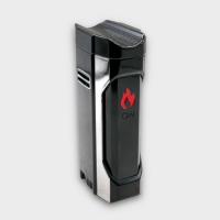 Eurojet 3 in 1 Torch Cigar Lighter with Punch and Rest - Black & Chrome