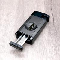 Winjet Angled 2 Jet Gas Lighter with Cigar Cutter - Black