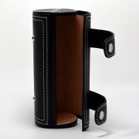 Black Cylinder Leather Cigar Case with Cedar Lining