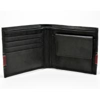 Black & Burgundy Leather Wallet with Credit Card & Coin Holder