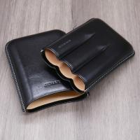 Jemar Leather Cigar Case - Robusto - Three Cigars - Black