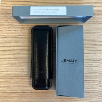 Jemar Leather Cigar Case - Corona - Two Cigars - Black