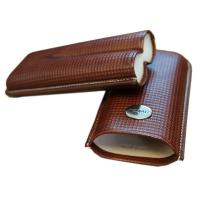Jemar Textured Leather Cigar Case - Large Gauge - Two Cigars - Brown