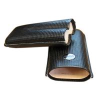 Jemar Textured Leather Cigar Case - Large Gauge - Two Cigars - Black (End of Line)