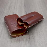 Jemar Leather Cigar Case - Robusto - Two Cigars - Brown