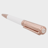 ST Dupont Ballpoint Pen - Libert? - White Lacquer & Rose Gold Trim