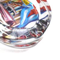 Cuban Car Oval Glass Cigar Ashtray - 2 Cigar Rests