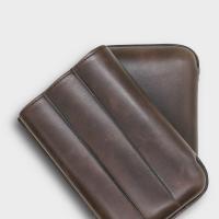 Recife Chicago Bourbon Leather Cigar Case - 3 Cigar Capacity