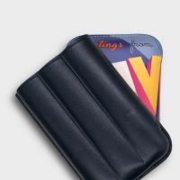Recife Greetings From Havana Space Blue Leather Cigar Case - 3 Cigar Capacity