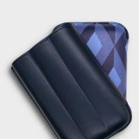 Recife Urbaine Space Blue Leather Cigar Case - 3 Cigar Capacity