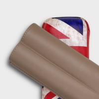 Recife Special Edition Union Jack Flag Base Cosy Cashmere Cigar Case - 2 Cigar Capacity