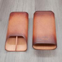 Adorini Genuine Vintage Leather Cigar Case - Brown - 2-3 Cigar Capacity (ADO171)