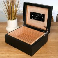 Adorini Torino Black Medium Deluxe Cigar Humidor - 75 Cigar Capacity (ADO177)
