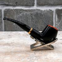 Aldo Morelli Fiorita Black 513 Smooth 9mm Filter Bent Fishtail Pipe (AMF104)