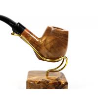 Tommaso Spanu Olivastro Olivewood Bent Fishtail Pipe And Stand (ART235)