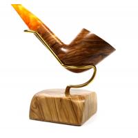 Tommaso Spanu Olivastro Olivewood Straight Fishtail Pipe And Stand (ART241)
