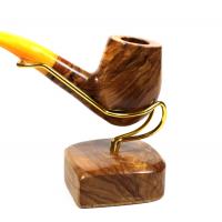 Tommaso Spanu Olivastro Olivewood Bent Fishtail Pipe And Stand (ART242)